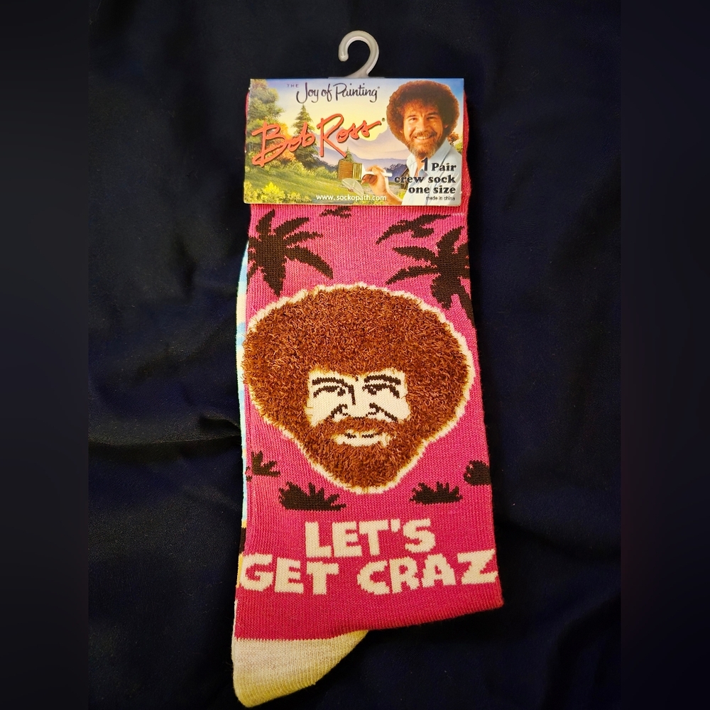 Bob Ross 'Let's Get Crazy' Pink Socks